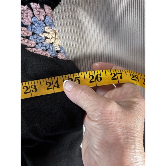 Umgee Crocheted Granny Squares Sleeve Linen Pullover Top Black 2XL Boho Hippie - Picture 5 of 8